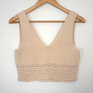 House of Harlow 1960 Knit Crop Top Sleeveless‎ V Neck Casual Medium